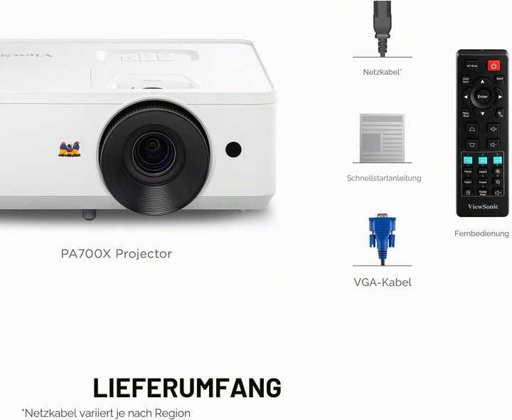 ViewSonic PA700X Beamer, 4500 ANSI Lumen, XGA 1024x768, Kontrastverhältnis 12.500:1, Bildgrösse bis