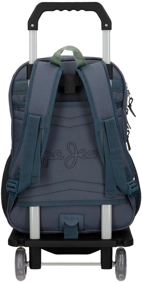 Pepe Jeans Tom Schulrucksack mit Zwei Fächern Blau Rucksack 40 + Trolley, Rucksack 40 + Trolley