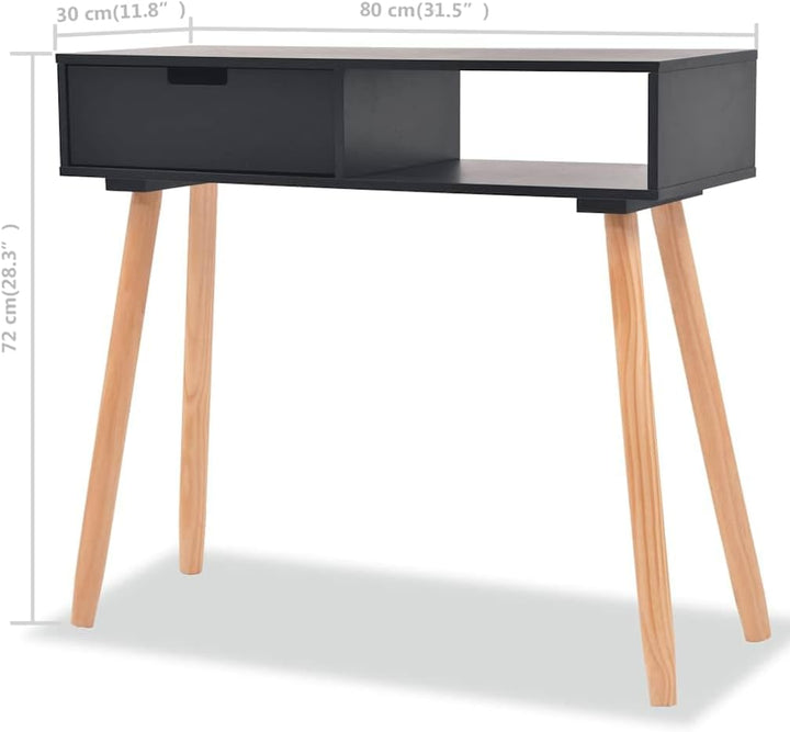 vidaXL Pinienholz Massiv Konsolentisch Schreibtisch Tisch Konsole Ablagetisch Schwarz, Schwarz