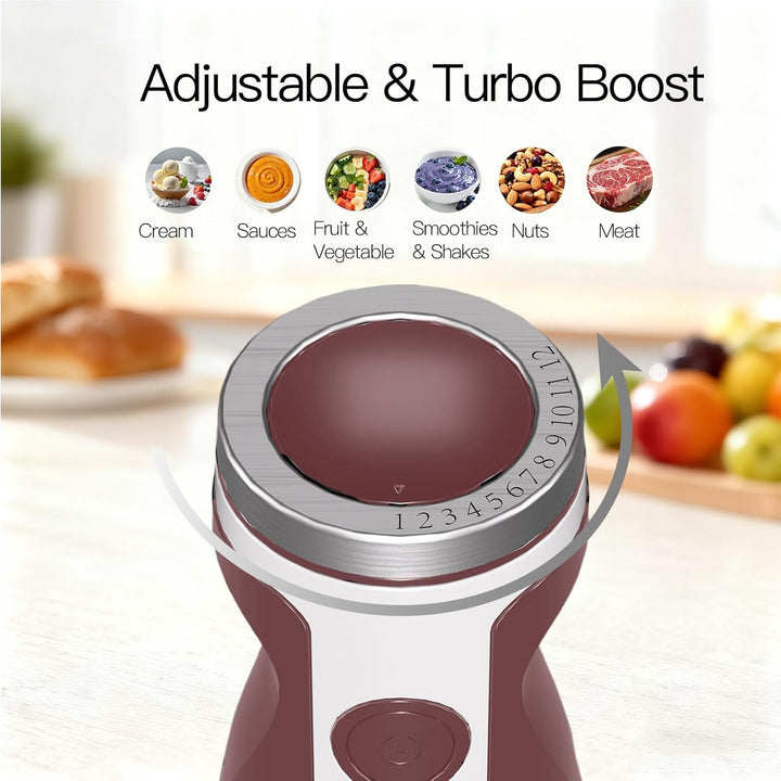MegaWise Pro Titanverstärkter 5-in-1-Stabmixer, leistungsstarke 400 W mit 80% schärferen Klingen, ka