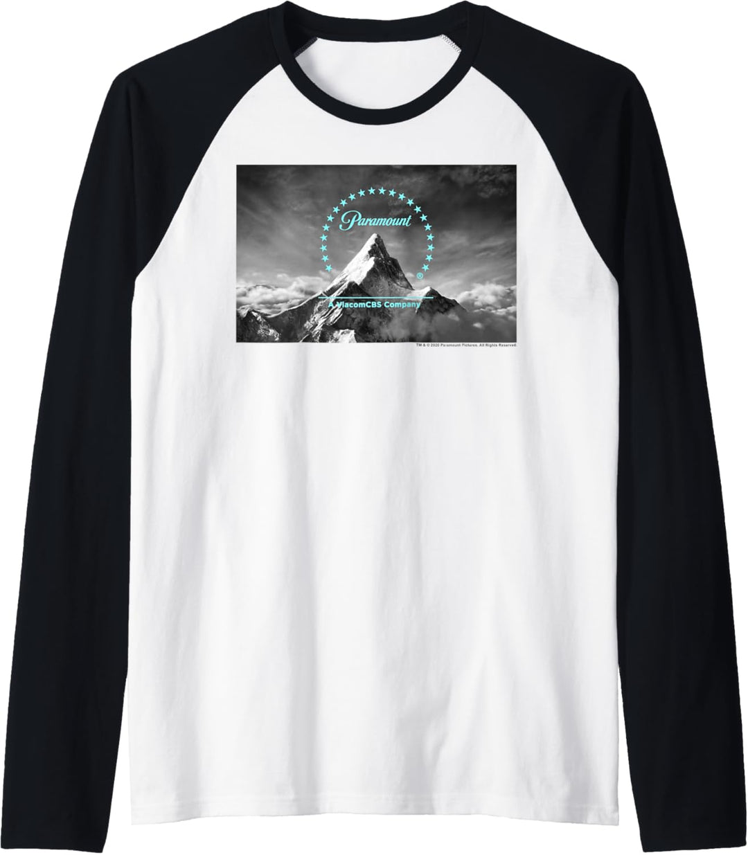 Paramount Neon Blue Logo Scenery Raglan