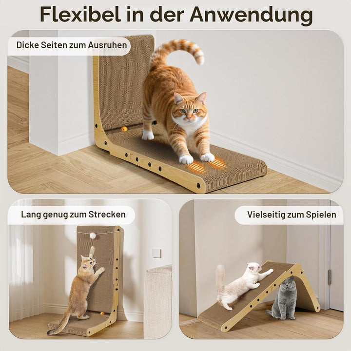 Gimars Hohe 47cm L förmige Kratzbrett Katze mit Ball, Vertikaler kratzpappe für Katzen, Langlebiges