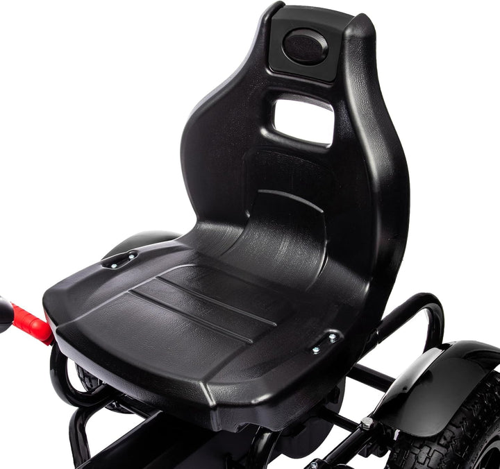 HOMCOM Gokart Tretauto mit Handbremse, verstellbarem Sitz, Vor- und Rückwärtsgang, Tretfahrzeug Kind