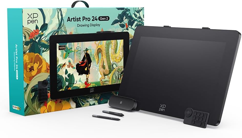 XPPen Artist Pro 24 Gen 2 165Hz Grafiktablett mit Display, 23,8 Zoll Grafikdisplay mit 16K X3 Pro St
