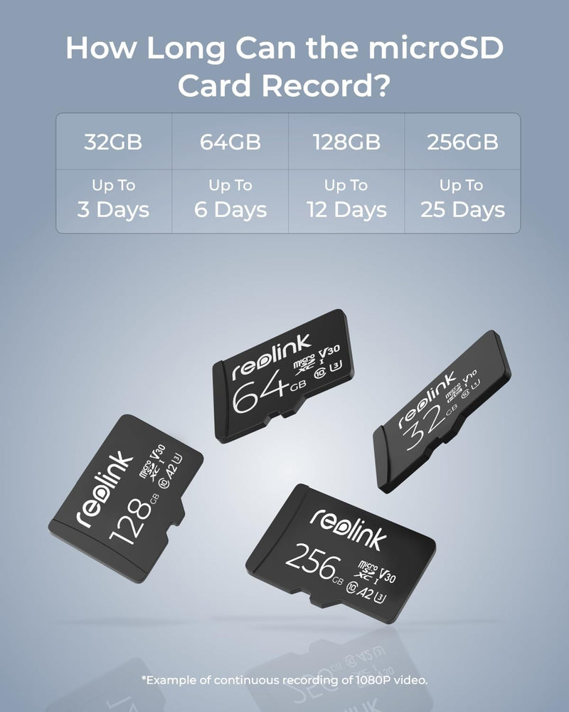 Reolink 256GB Micro SD Karte, Klasse 10 A2 U3 MicroSDXC-Hochgeschwindigkeitsspeicherkarte, kompatibe