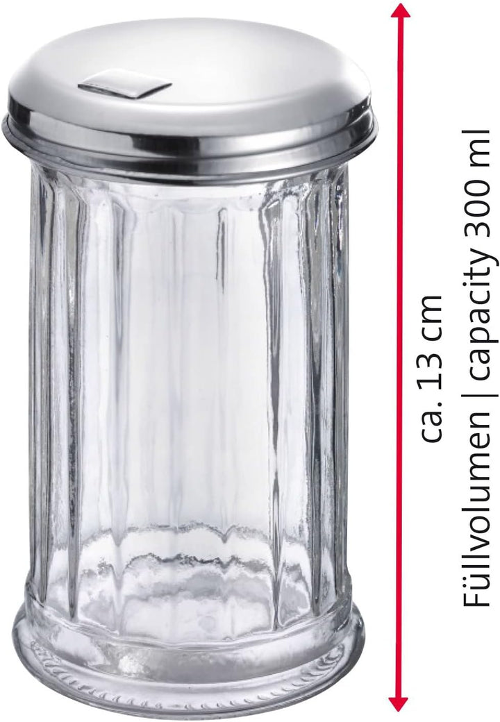 Westmark Zuckerstreuer, 6 Stück, Fassungsvermögen: je 300 ml, Glas/Rostfreier Edelstahl, New York, S