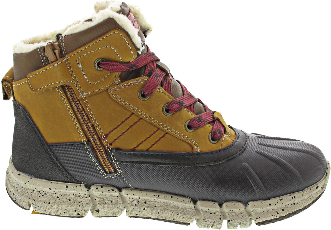 Geox Jungen J Flexyper Boy B ABX Snow Boot, Lt Brown Dk Red