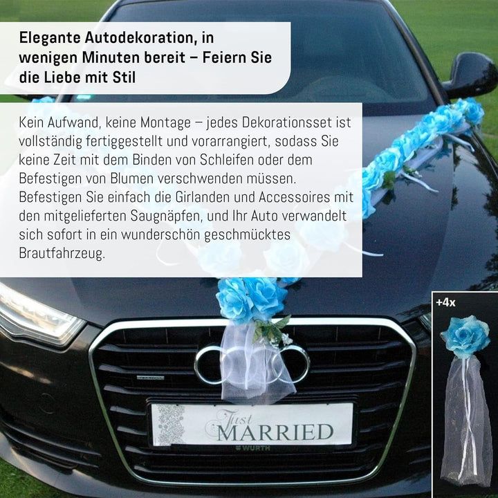 Rosen Girlande Braut Paar Rose Deko Dekoration Autoschmuck Hochzeit Car Auto Wedding ®Auto-schmuck D