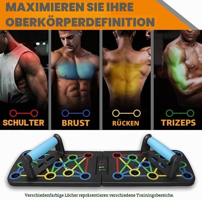 Push-Up Liegestütz-Brett; Faltbares Multifunktions Elite Rack Fitness-Board für Ganzkörper-Training
