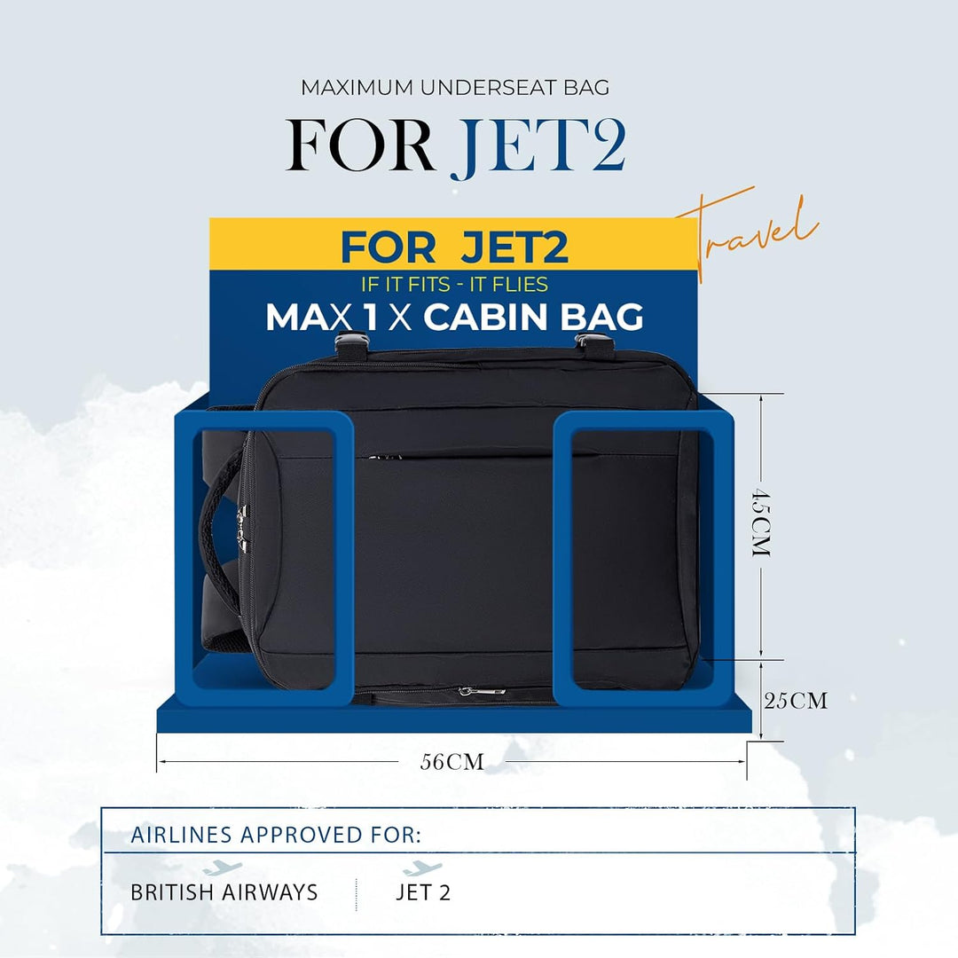 VMIKIV Rucksack Handgepäck 56x45x25 Rucksack für British Airways,Reiserucksack Damen für Jet2,18,4 Z