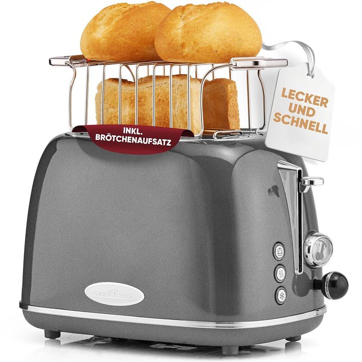 ProfiCook® Toaster im stilvollen Vintage-Design | Toaster 2 Scheiben mit Wide-Slot (extra breite Toa