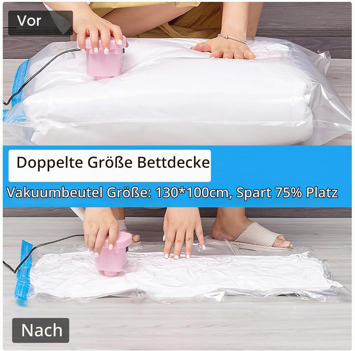 TNSLAND 2 Stück Vakuumbeutel Extra Gross (130x100cm), Reissverschluss, Durchsichtig, PA + PE Materia