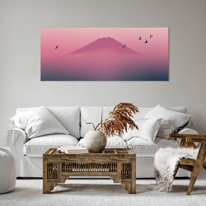 Wandbilder Dekoration Wohnzimmer Vulkan Vogel Natur Panorama Bilder auf Leinwand 120x50cm Leinwandbi