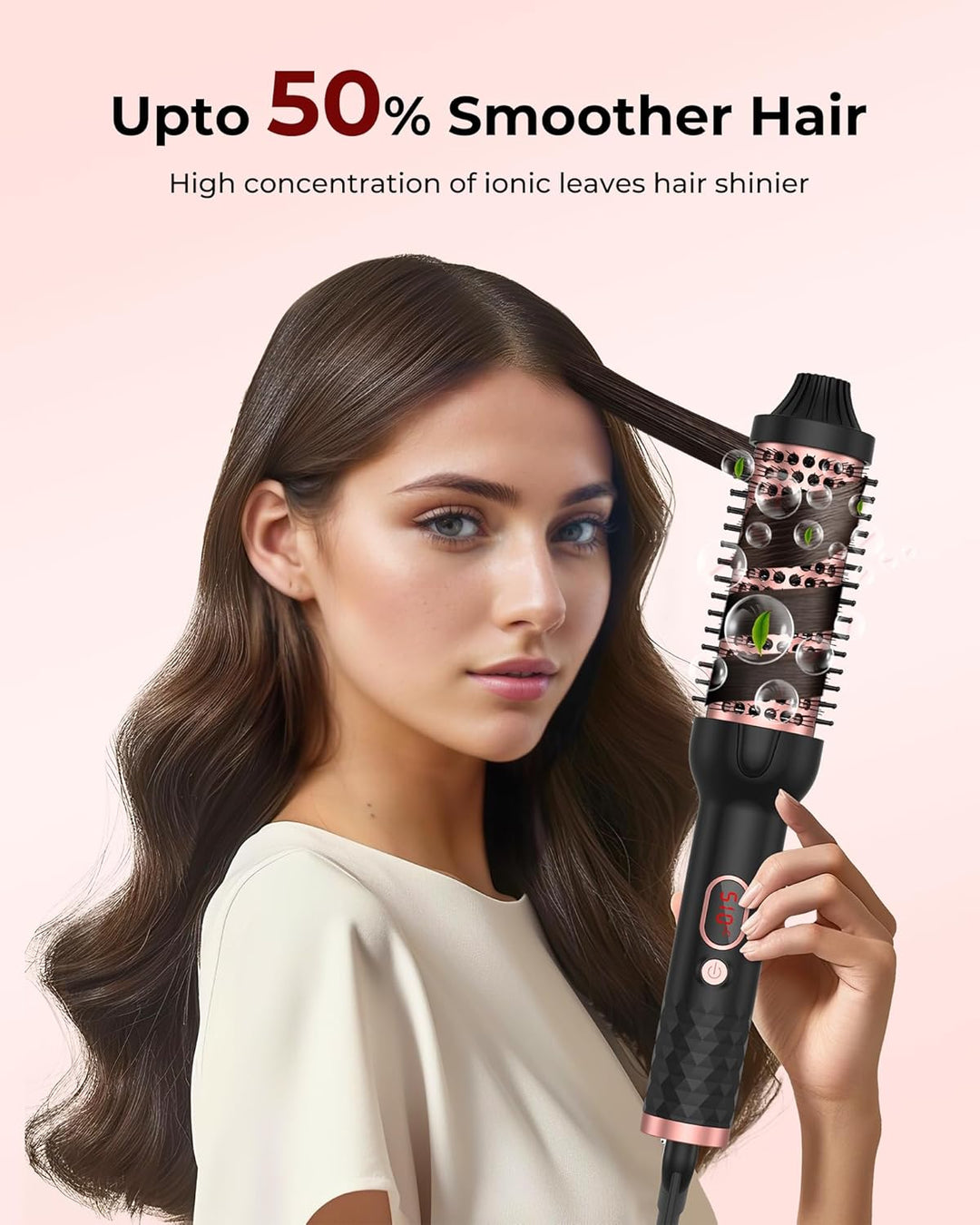 Thermal Brush 38mm, Thermobürste 3 in 1 - Pro Ionische Thermo Rundbürste Lockenbürste 120-210℃, Doub