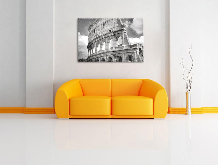 Pixxprint Kolosseum in Rom als Leinwandbild/Grösse: 100x70 cm/Wandbild/Kunstdruck/fertig bespannt, 1