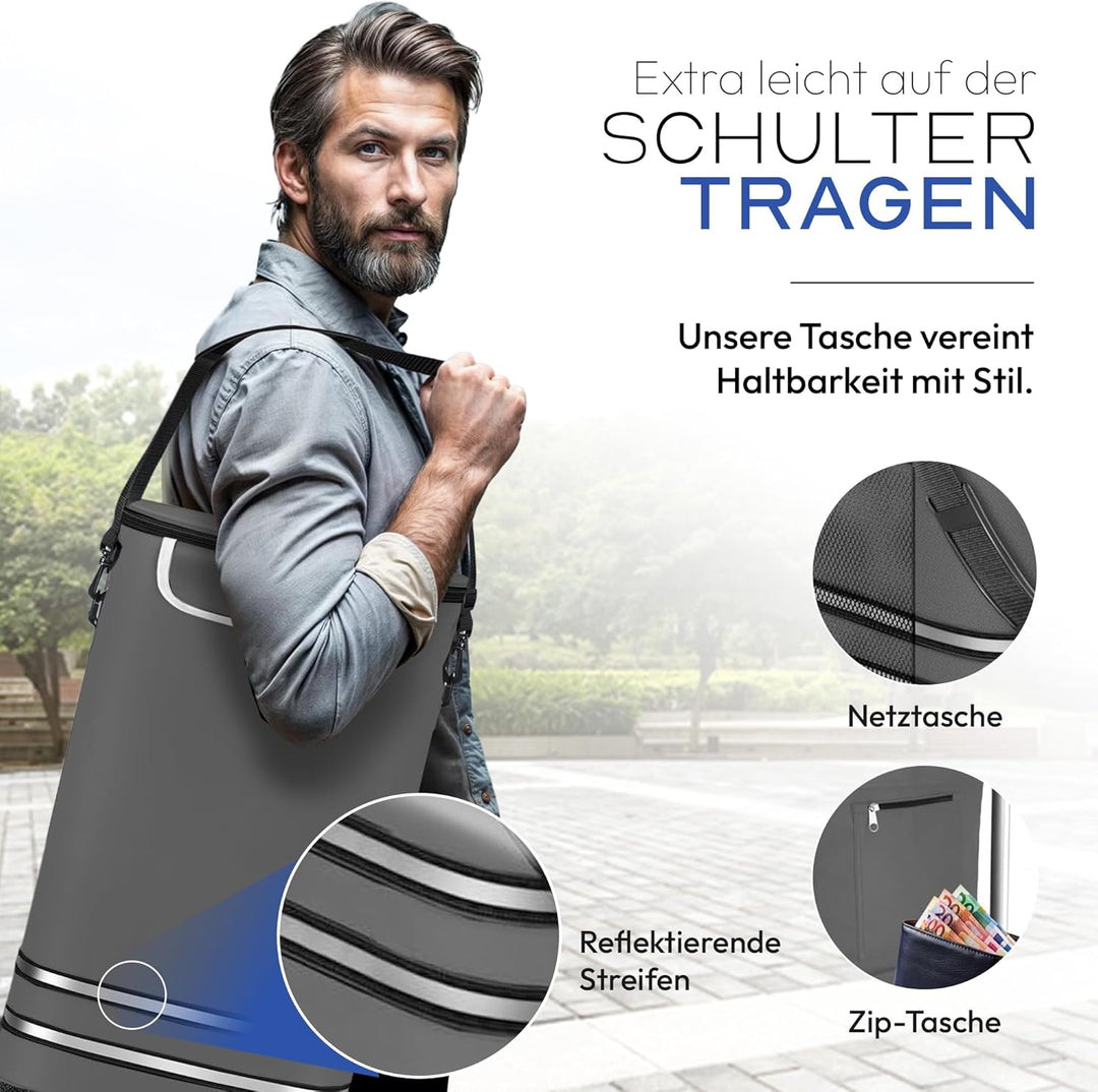 Dimono® Einkaufstrolley Klappbarer 3 in1 Trolley zum Einkaufen; 56 Liter inkl. Kühlfach; Transportwa