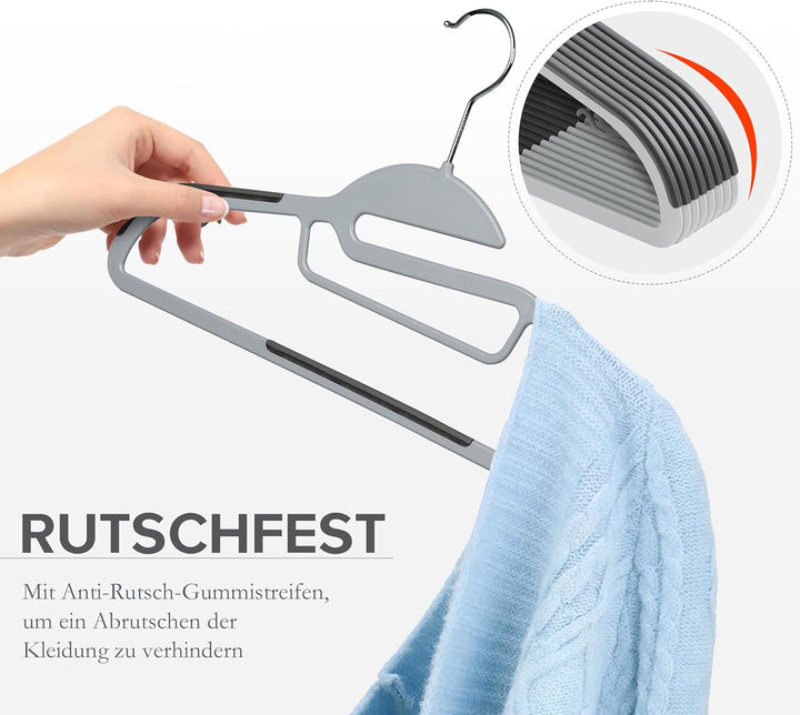 Ribelli Kleiderbügel Kunststoff 50 Stück, Rutschfester Kunststoffbügel, 0,5 cm dick Bügel Platzspare