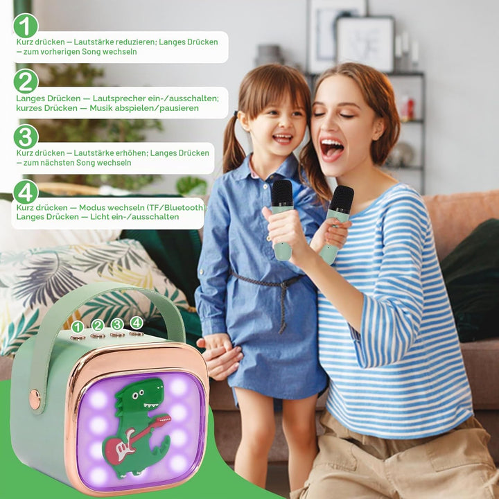 Karaoke Maschine Kind mit 2 Mikrofonen, Tragbarer Mikrofon, Mini Micro mit Stimmeffekten für Kind un