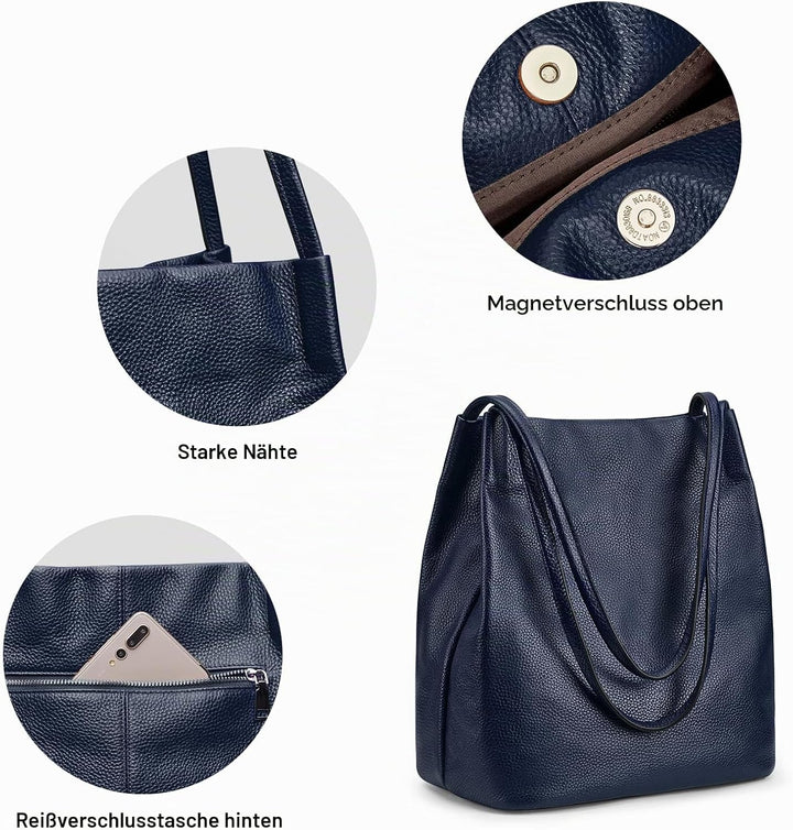 Kattee Damen weiche Echtleder Totes Umhängetasche Geldbörsen und Handtaschen mit oberem Magnetversch