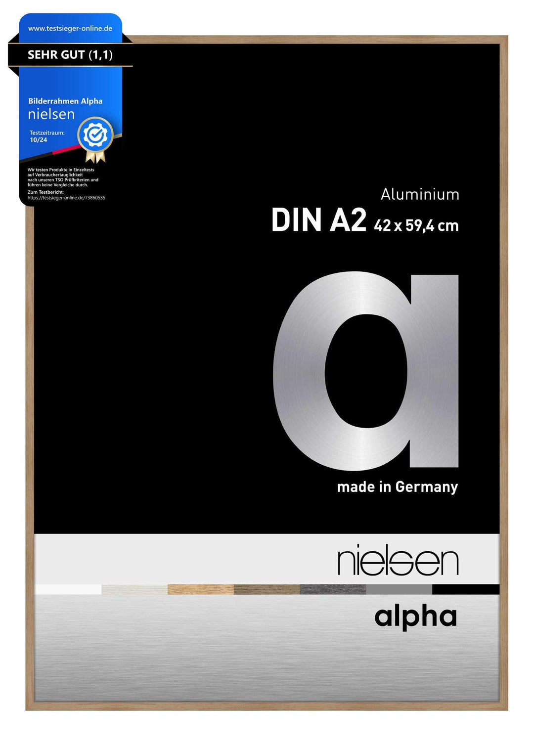 nielsen Aluminium Bilderrahmen Alpha, 42x59,4 cm (A2), Eiche Eiche 42 x 59,4 cm (A2), Eiche 42 x 59,