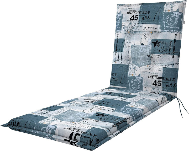 Doppler / Rollliege Living/Gartenliege Auflage/Rollliege/ca. 195 x 60 x 6 cm/Blau Weiss, Blau Weiss