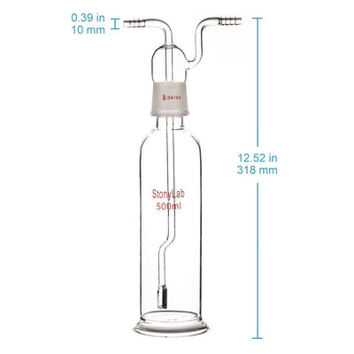 stonylab Gaswaschflasche, Borosilikatglas 34/34 Stopper Gas Bubbler Gaswaschflasche mit Frittenschei