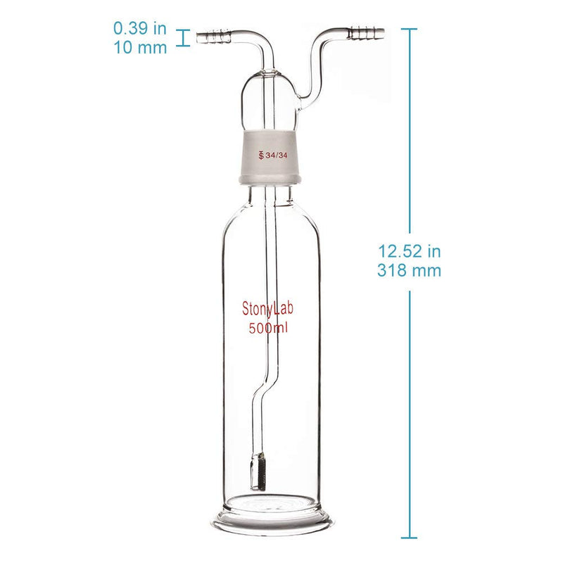 stonylab Gaswaschflasche, Borosilikatglas 34/34 Stopper Gas Bubbler Gaswaschflasche mit Frittenschei