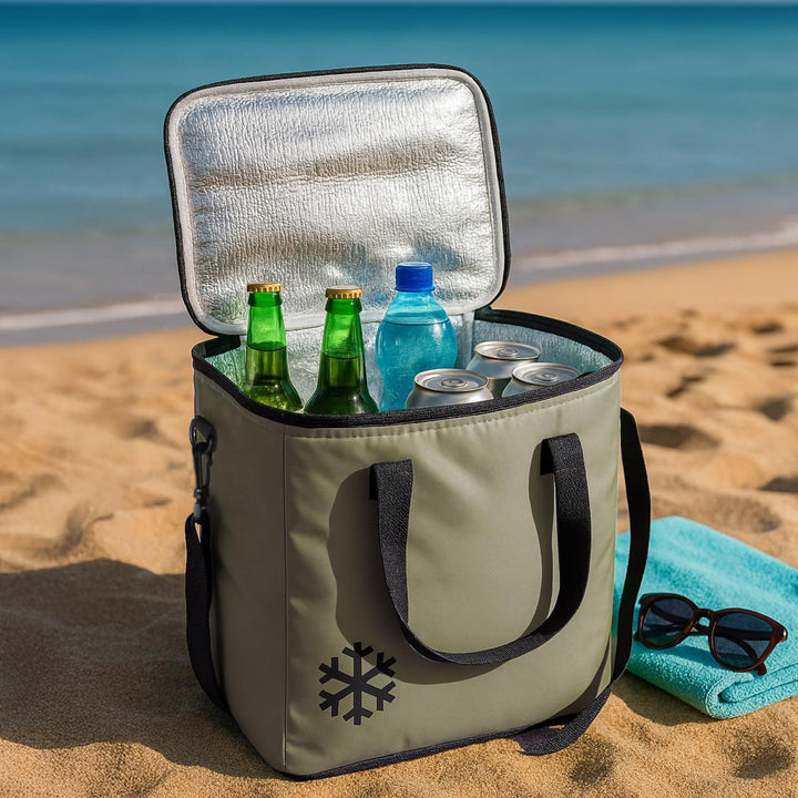 com-four® Kühltasche - Klassische Faltbare Thermo-Kühlbox - Isoliertasche für Picknick, Camping, Out