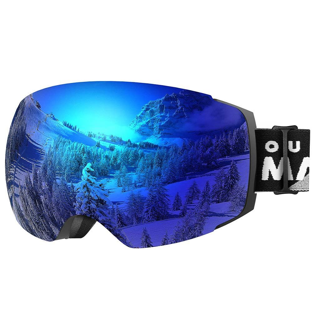 OutdoorMaster Unisex Skibrille PRO Damen Herren mit wechselgläsern, Schneebrille 100% UV-Schutz Skib