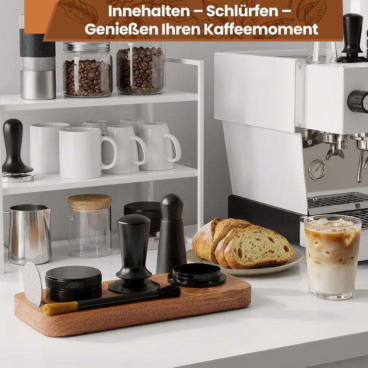 51mm Espresso Zubehör 7tlg. Set inkl. WDT Tool 51mm, Tamper, Distributor, Dosierring & Tamperstation