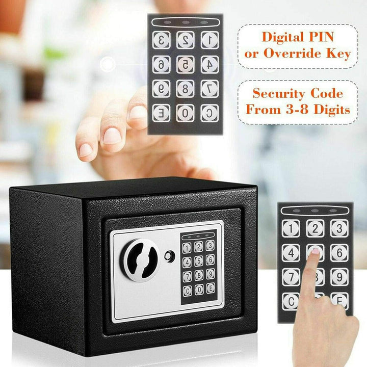 Elektronischer Tresor für Zuhause, Tresor Klein 4.6L Digital Safe Tresor mit Schlüssel und Passwort,