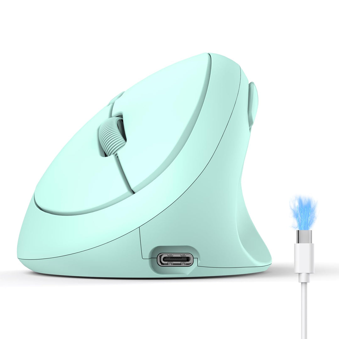 TECKNET Ergonomische Maus Bluetooth, Wiederaufladbar Maus Kabellos mit 3 Gerät (BT 5.0/3.0 + 2.4G),