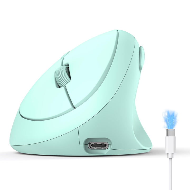 TECKNET Ergonomische Maus Bluetooth, Wiederaufladbar Maus Kabellos mit 3 Gerät (BT 5.0/3.0 + 2.4G),