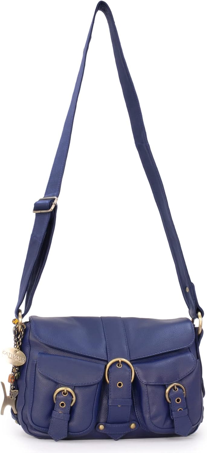 Catwalk Collection Handbags - Leder - Umhängetasche/Schultertasche - LOUISA Blau, Blau