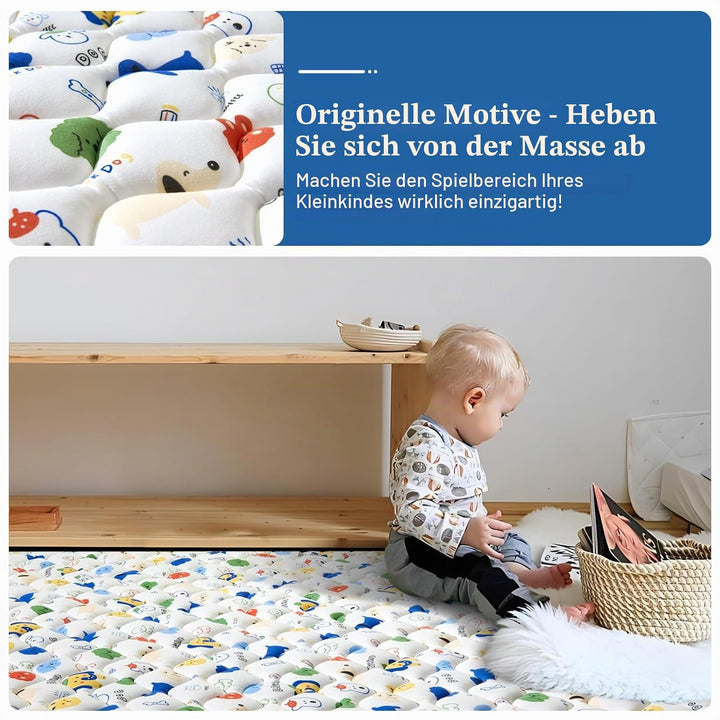 Krabbelmatte Baby – Grosse Spielmatte 150x180cm, Faltbar &amp; Rutschfest für Innen und Aussen – Ideal a