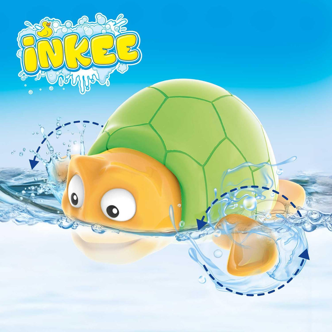 INKEE Toys Wind-Up 4er Pack - 4 Stück aufziehbare Badespielzeuge 1x Schildkröte 1x Krabbe 1x Clownfi