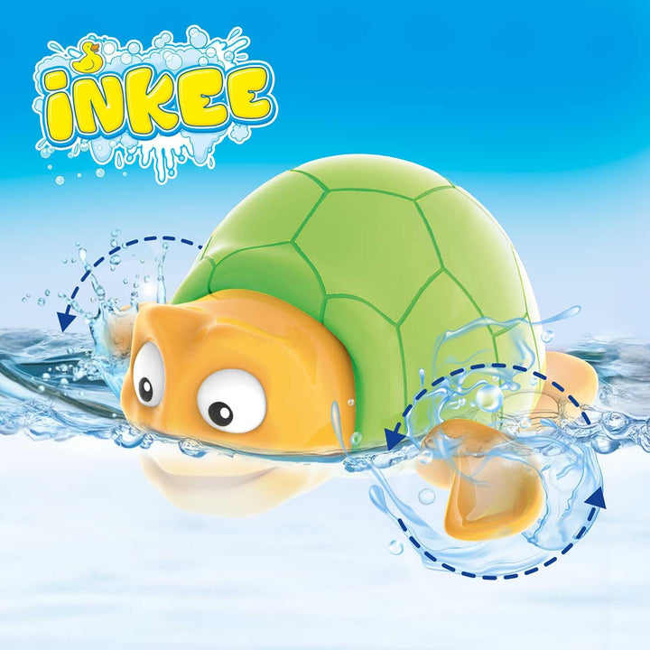 INKEE Toys Wind-Up 4er Pack - 4 Stück aufziehbare Badespielzeuge 1x Schildkröte 1x Krabbe 1x Clownfi