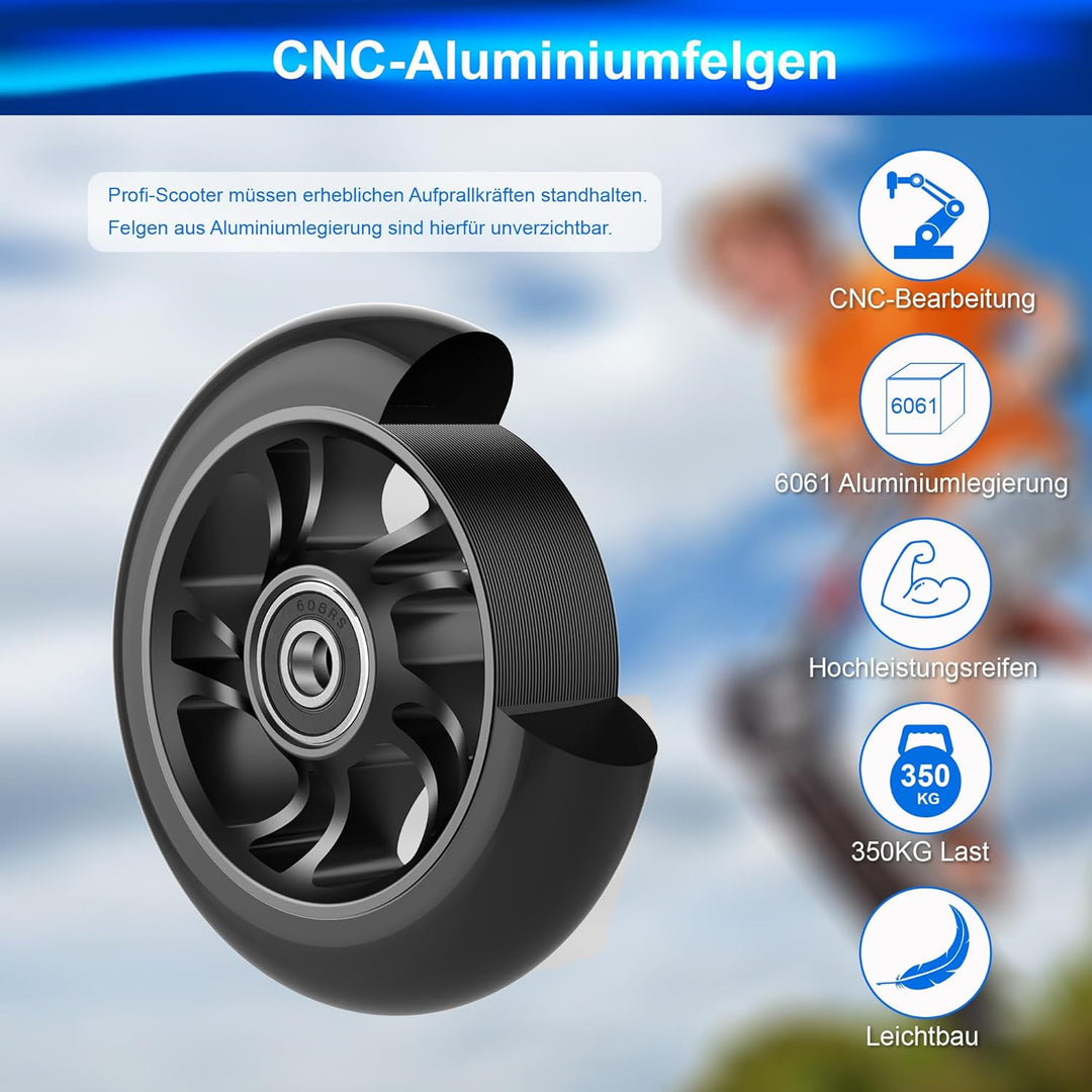 100mm Stunt Scooter Rollen Roller Reifen - Scooter Räder Ersatzräder,Mit Felgen Aus Aluminiumlegieru