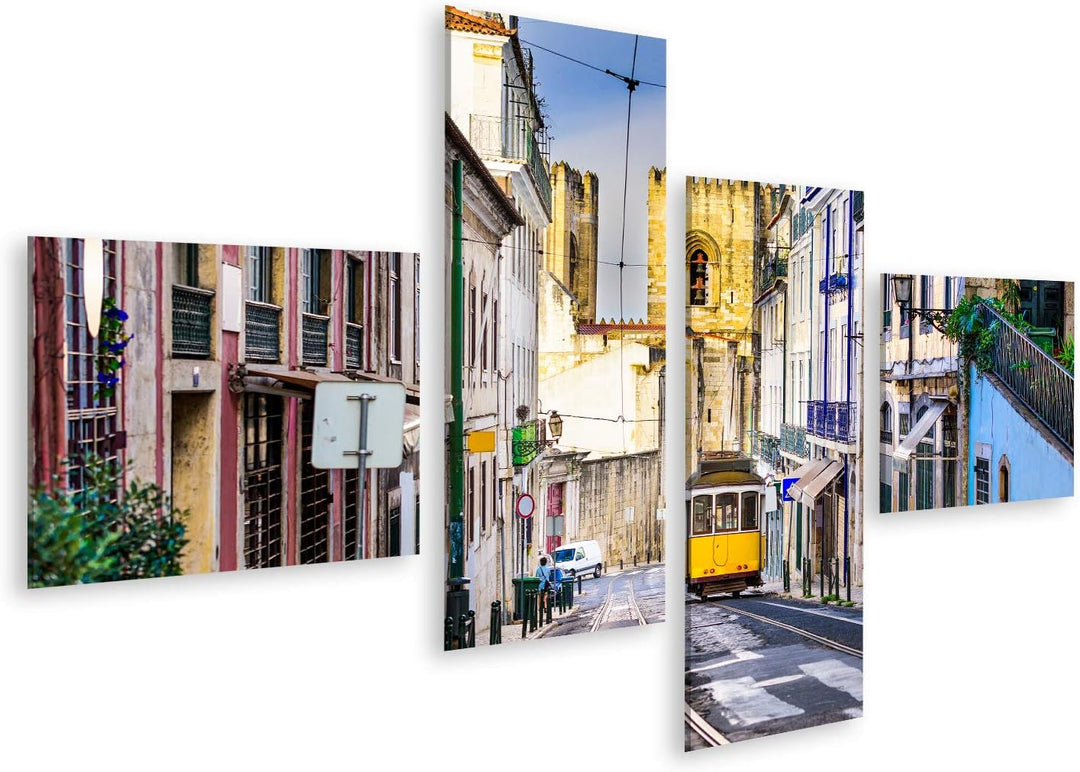 Bild Bilder auf Leinwand Lissabon, porgugales Stadtbild und Strassenbahn in der Nähe der Kathedrale