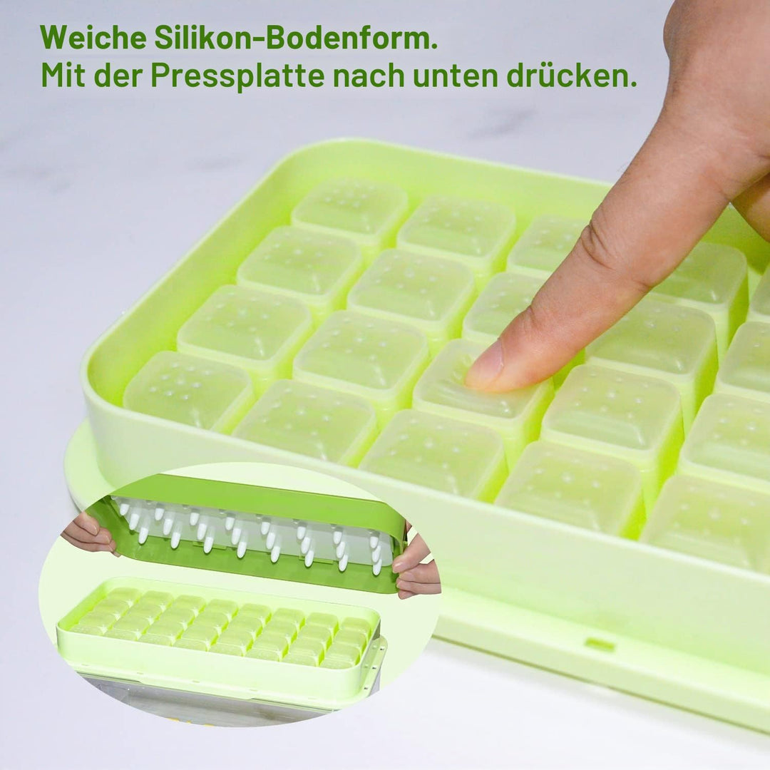Eiswürfelform, Lebensmittelechte Silikon Eiswürfelbehälter mit Deckel, Alle Eiswürfel in Einer Sekun