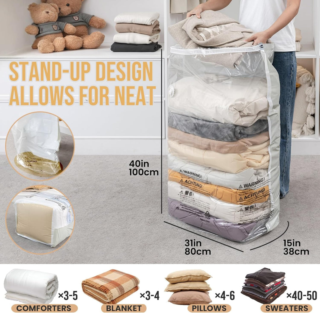 TAILI Vakuumbeutel für Kleidung Gross Würfel, 12 Jumbo Vakuumbeutel für Bettdecken Vacuum Bags for C