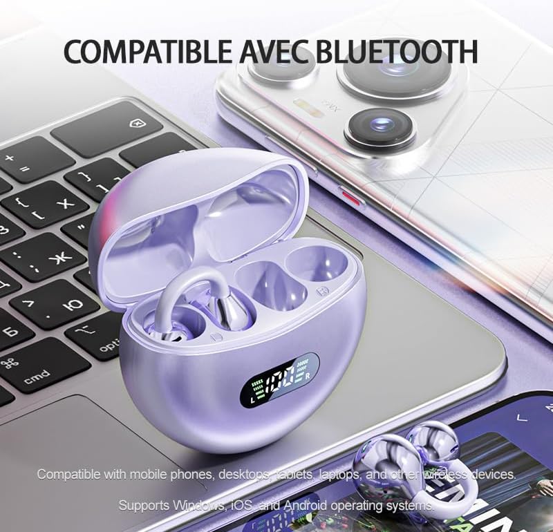 Bluetooth-Kopfhörer, Bluetooth 5.4-Sportkopfhörer, immersiver Bass, IPX5 wasserdicht, Digitale Anzei