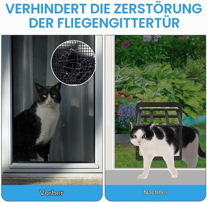 Adiwo Katzenklappe für Fliegengitter, 31.5 x 25 cm Schwarz Automatischen Verschluss Hundeklappe Flie