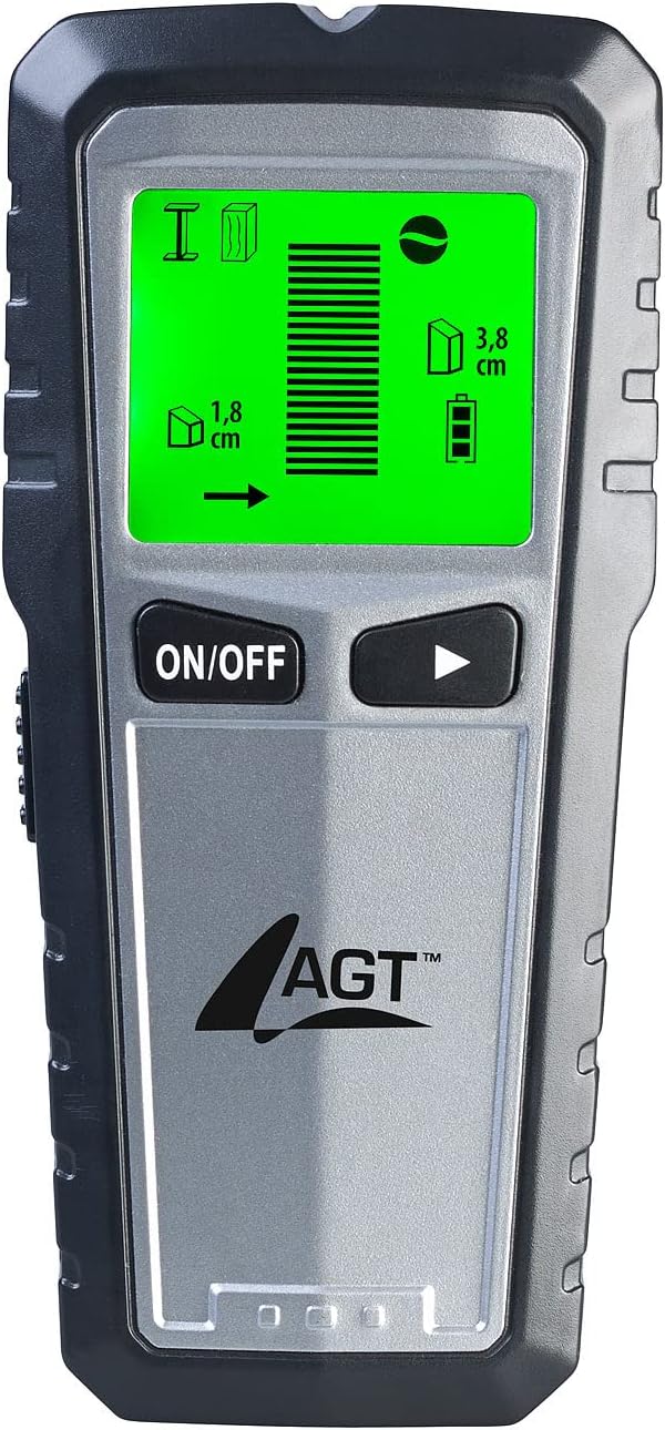 AGT Leitungsfinder: 5in1-Multi-Detektor mit LCD-Display für Metall, Stromleitungen & Holz (Kabelfind