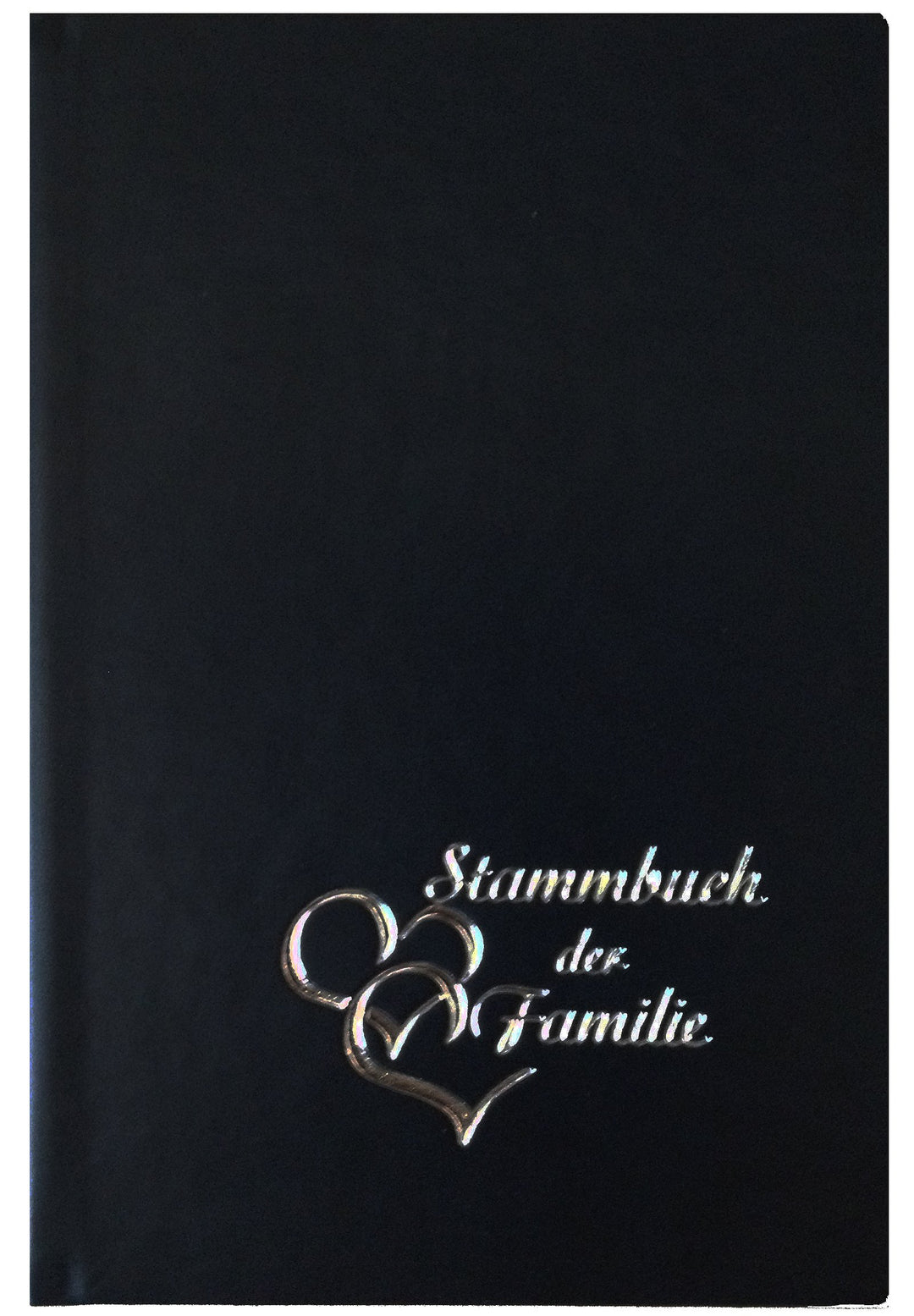Stammbuch Herzen, dunkelblau, Lederstruktur, Herzprägung Silber, Stammbuchformat