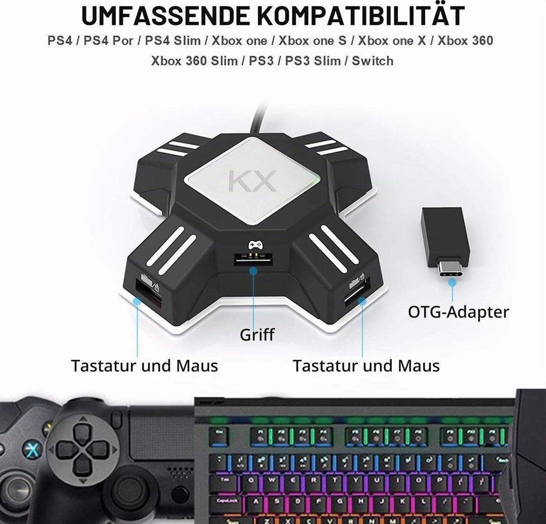 Adapter Tastatur und Maus Konverter FPS Spiel für Nintendo Switch / PS4 / PS3 Konsolen,unterstützt b