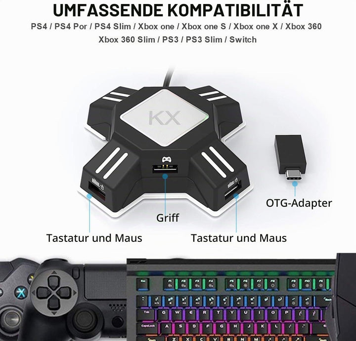 Adapter Tastatur und Maus Konverter FPS Spiel für Nintendo Switch / PS4 / PS3 Konsolen,unterstützt b