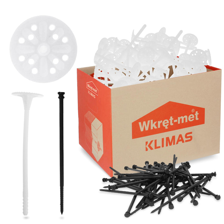 KLIMAS® Tellerdübel 100 Stück LTX ∅ 10 mm x 220 mm Dämmstoffdübel mit Kunststoffnagel Gelocht | Styr
