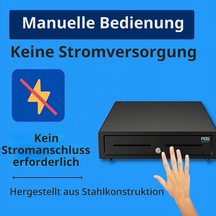 Kassenschublade Push - Druckknopf Öffnung, mit 8 Münzfach und 4 Scheinfach (euro), Abschliessbar - K