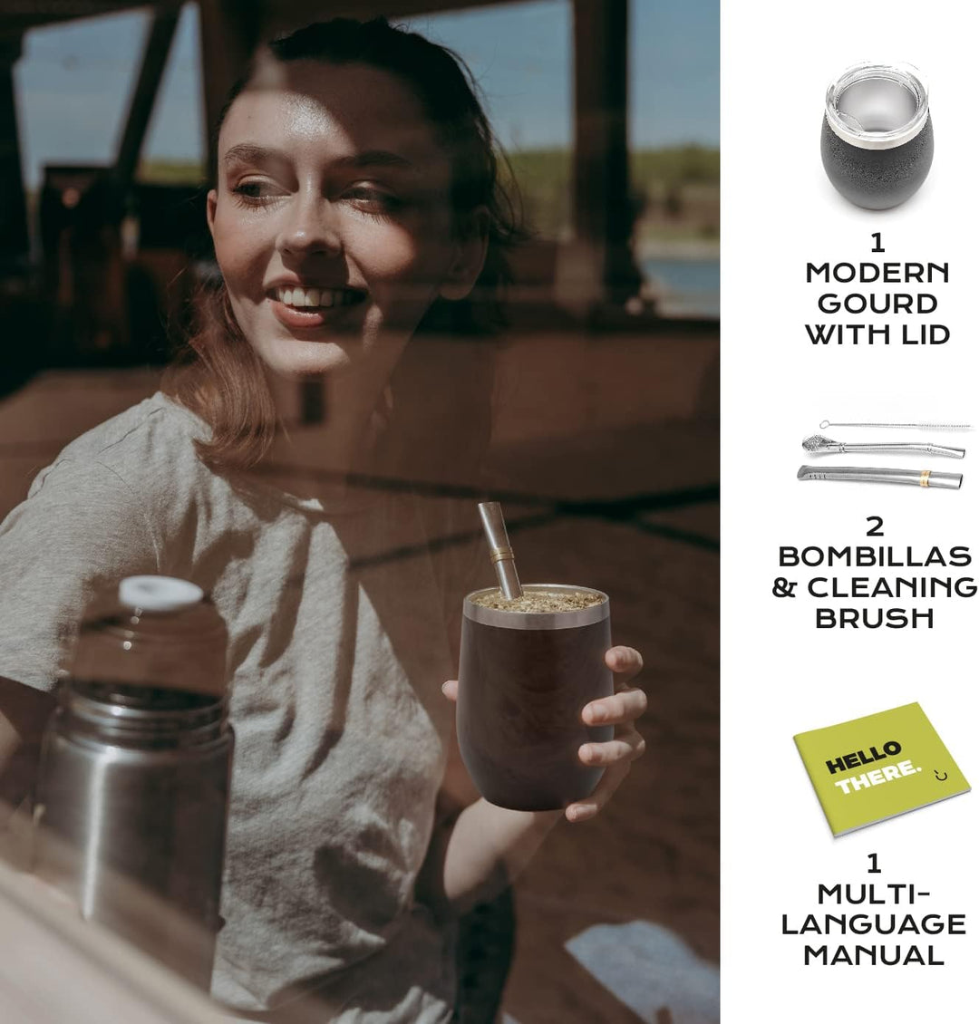 balibetov - Neu - Modernes Yerba Mate Gourd Set (Mate Tasse) - Doppelwandiger 18/8 Edelstahl Enthält